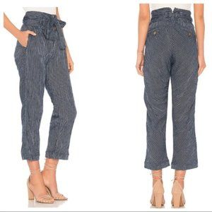 Free People Rumors Slub Cotton Yarn Dye Harem Pant in Navy Blue Size 4